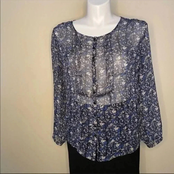 Jaclyn Smith sheer floral blouse - Picture 1 of 5
